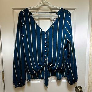 Gypsies & Moondust blue striped blouse. Size L